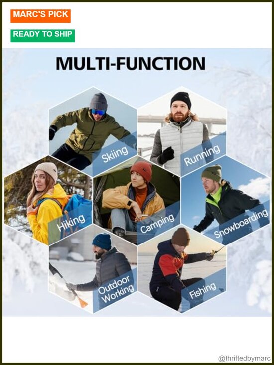 100% Wool Beanie Hat Unisex Winter Double Layer Stretchy Knit Windproof Cuffed main image 5